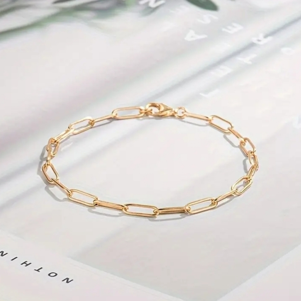 NWT 925 Sterling Silver Link Gold Plated Chain Bracelet